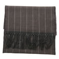 thumbnail image 2 of Lanvin 100% Wool Scarf – Brown Pinstripe, Lightweight Fringed Design for Mens, 2 of 4