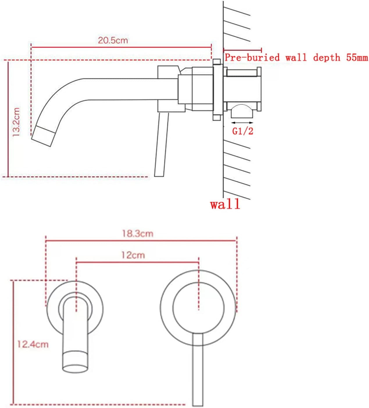 Wall Mounted Bathroom Faucet Antique, Solid Brass, 360 Swivel Spout Sink Faucet, 2-Hole Single Handle Bathroom Sink Faucets, Split