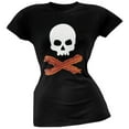 thumbnail image 1 of Bacon Skull And Crossbones Black Soft Juniors T-Shirt, 1 of 1