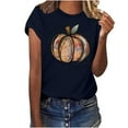 thumbnail image 3 of Babysbule Womens Summer Top Women's Pumpkin Shirt Women Plaid Leopard Graphic Tees Cute Short Sleeve Fall Shirt Thanksgiving Gift Tops, 3 of 4