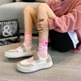thumbnail image 3 of Milue Women Colorblock Ribbed Cotton Crew Socks Y2K Love Label Skateboard Calf Socks, 3 of 21