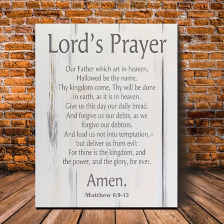 The Lord s Prayer & Ten Commandments Framed Canvas - Wooden Scripture Wall Art Inspirational Christian Decor for Living Room