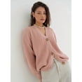 thumbnail image 3 of Women'S 2025 Fashion Casual Open-Front Long-Sleeved Chunky Knitted Sweater Jacket Pink XL, 3 of 6