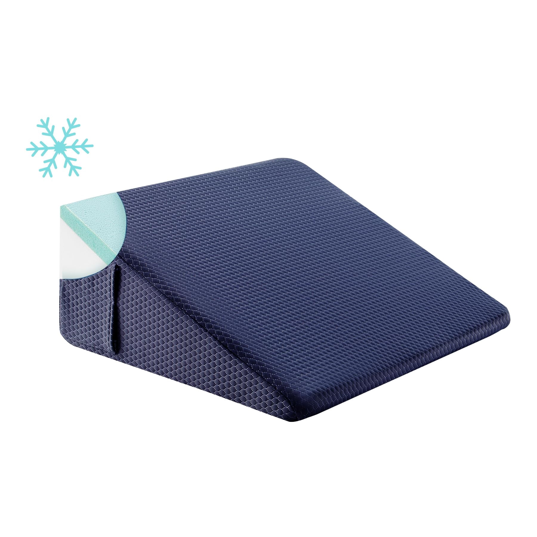 Wedge Pillow  10 Inch Bed For Headboard Acid Reflux Sleeping After Triangle - Memory Foam Top Navy
