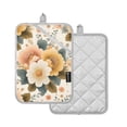 thumbnail image 2 of Beige Warm Flowers Oven Mitts Pot Holders 2 pcs Heat Resistant for Kitchen Baking Grilling, 2 of 7