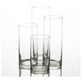Set of 4 Glass Eastland Cylinder Vases and 4 Pillar Candles 3" Orange
