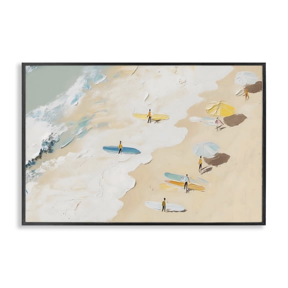 Stupell Industries Beach Surf Summer Scene Black Framed Giclee Art, design by LSR Design Studio