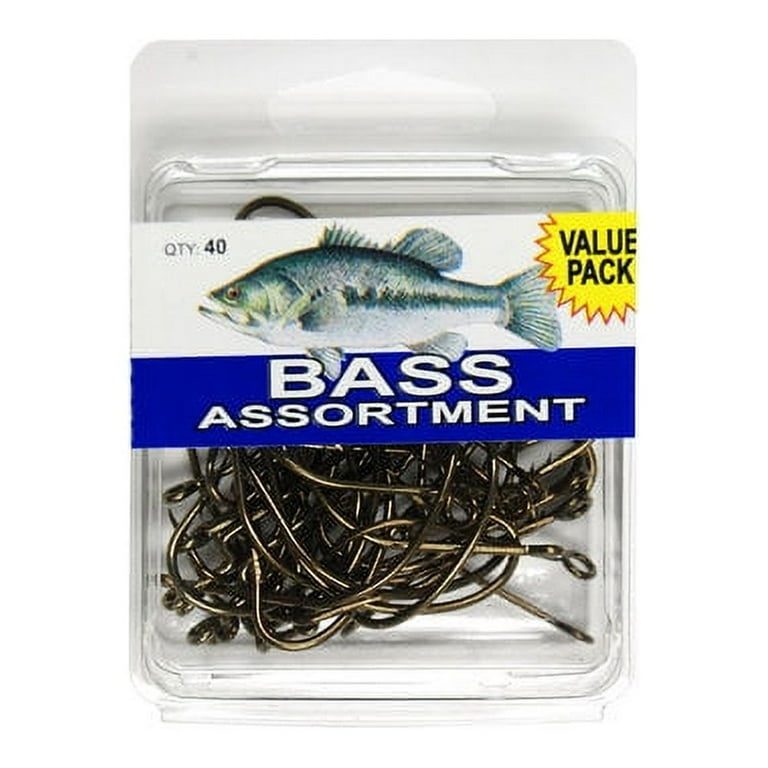(3 pack) Eagle Claw Freshwater Bass Fishing Hooks Assortment Clam, 40 Piece