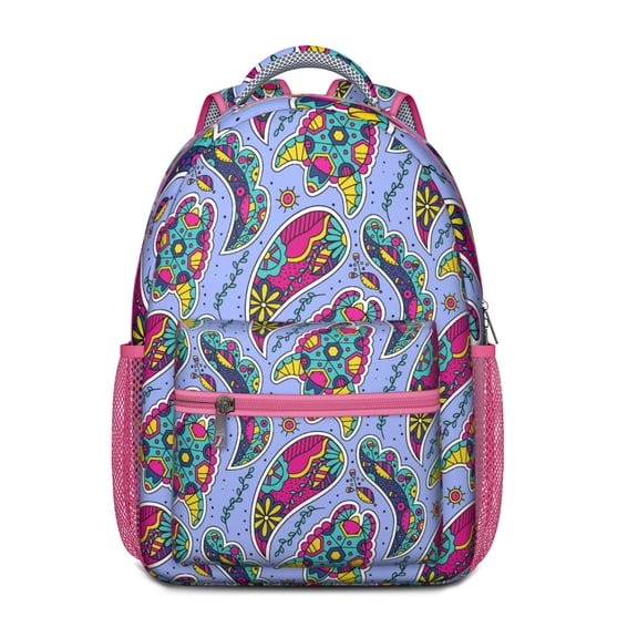 Chic Paisley Pattern School Backpack - Waterproof & Lightweight Bookbag with Padded Back Panel