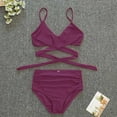 thumbnail image 3 of Sakmal Bikini Sets for Women Purple Two Piece Twist Front High Waisted Bathing Suits Triangle Push Up Swimsuit Sets, 3 of 6
