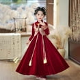 thumbnail image 6 of Ruyang Girls Chinese Traditional Dress Hanbok Half Sleeve Prom Dresses Stand Collar Elegant Skirt Tassel Trendy Wedding Gheongsam, 6 of 9