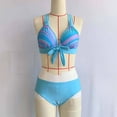 thumbnail image 5 of Jacenvly Summer Swimsuit Women Cover up 3 Piece Skin-Friendly Surfing Swimwear Women'S Swimsuit Split Bikini Slings Swimsuit Fringe Beach Skirt Swim Srunks Three-Piece Set Sky Blue, 5 of 7