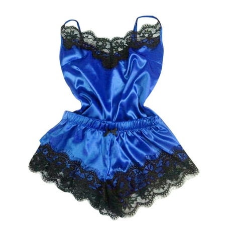 

Puntoco Plus Size Nightdress Clearance 2PC Lingerie Women Babydoll Nightdress Nightgown Sleepwear Underwear Set Blue XL(XL)