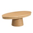 thumbnail image 6 of Kevinplus Modern Oval Coffee Table with Sturdy Pedestal for Living Room, Natural, Length 47”, 6 of 16