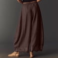thumbnail image 6 of OIOLOYJM Cropped Pants for Women High Waisted Drawstring Lace-Hem Wide Leg Pants Casual Summer Boho Beach Lounge Trousers with Pockets Coffee M, 6 of 6