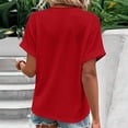 thumbnail image 4 of Summer Tops for Women Trendy Eyelet V Neck Short Sleeve Button down Shirts Casual Henley Tunic Vacation Blouses, 4 of 5