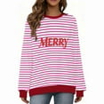 thumbnail image 2 of Makaor Womens Sweatshirts Christmas Plus Size Crew Neck Tops Striped Long Sleeve Pullover Tees Fleece Cute Vacation Clothes, 2 of 7