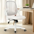 thumbnail image 3 of NEO CHAIR White Office Chair, Flip-up Padded Armrests Desk Chair, Ergonomic Back Support, Ivory, 3 of 9