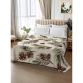 thumbnail image 2 of Sage Green Christmas King Size Flat Sheet, Wrinkleproof & Fadeproof Cooling Flat Bed Sheet Only, Rustic Pine Cones Xmas Botanical Breathable Soft Bedding Top Sheets 105 x 98 Inches, 2 of 8