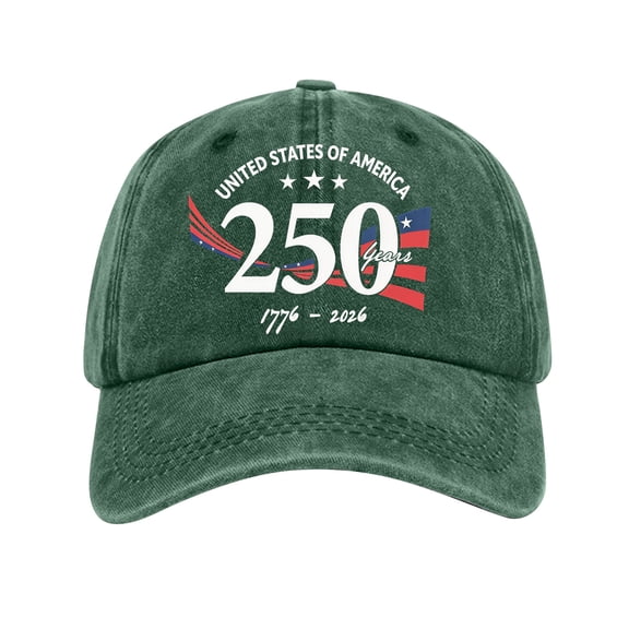 LNZGNM Unisex 250th Anniversary USA Hat Washed Distressed Baseball Hat Adjustable Trucker Hat Vintage Memorial Day Dad Hats,Green