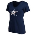 thumbnail image 2 of Women's Navy Dallas Stars Banner Wave Logo V-Neck T-Shirt T-Shirt, 2 of 3