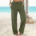 thumbnail image 2 of Pants for Women Elastic Waist Straight Leg Loungewear Trousers 2025 Summer Trendy Relaxed Fit Jogging Pants with Pockets, 2 of 5