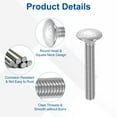 thumbnail image 4 of Uxcell 5Pack M8 x 55mm Stainless Steel Carriage Bolts Round Head Square Neck, Silver, 4 of 7