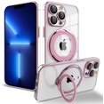 thumbnail image 3 of 360 Rotating Bracket Ring Holder Car Mount Case for iPhone 15 14 13 12 11 Pro Max Magsafe Magnetic Wireless Charging Clear Cover, 3 of 5