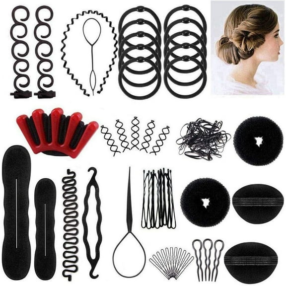 Ealicere Hair Styling Set, Fashion Hair Design Styling Tools Accessories DIY Hair Accessories Hair Modelling Tool Kit Hairdress Kit Set Magic Simple Fast Spiral Hair Braid Hair
