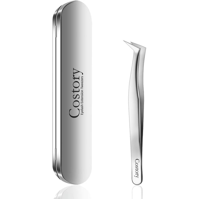 Pinces à Extensions de Cils - Pinces de Volume de Précision pour Extensions de Faux Cils 2D-6D avec Étui de Rangement Argenté Pinces à Cils de Volume