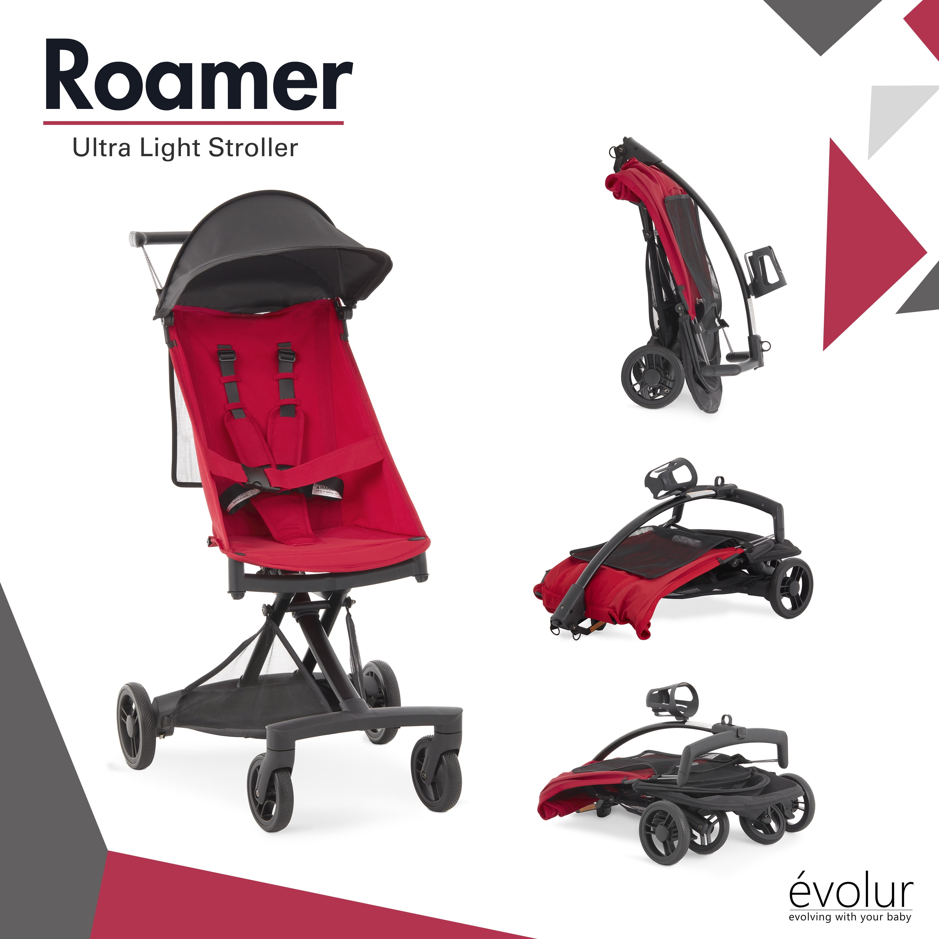 Evolur Roamer Ultra Light Stroller, Red