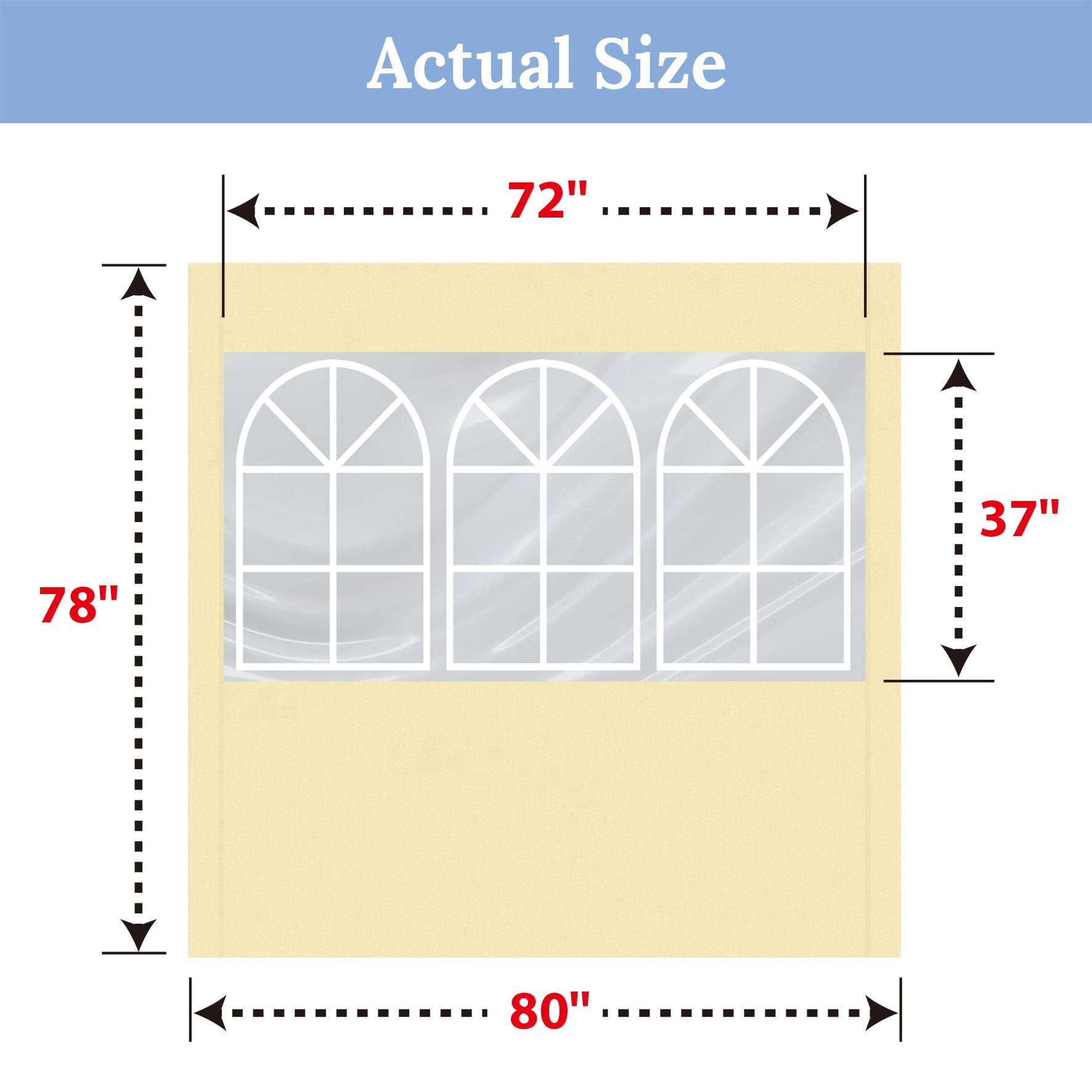 80" L X 78" W for Outdoor Tent Replacement Sidewall with Windows for Folding Tent Canopy Gazebo (3PCS, Ecru)