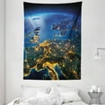 thumbnail image 1 of World Tapestry, Continent of Central Europe Night Time View from Outer Space Vivid Planet, Wall Hanging for Bedroom Living Room Dorm Decor, 60W X 80L Inches, Blue Yellow Emerald, by Ambesonne, 1 of 2