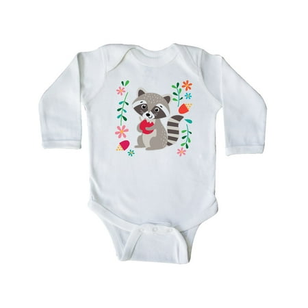 

Inktastic Woodland Raccoon Spring Flowers Gift Baby Girl Long Sleeve Bodysuit