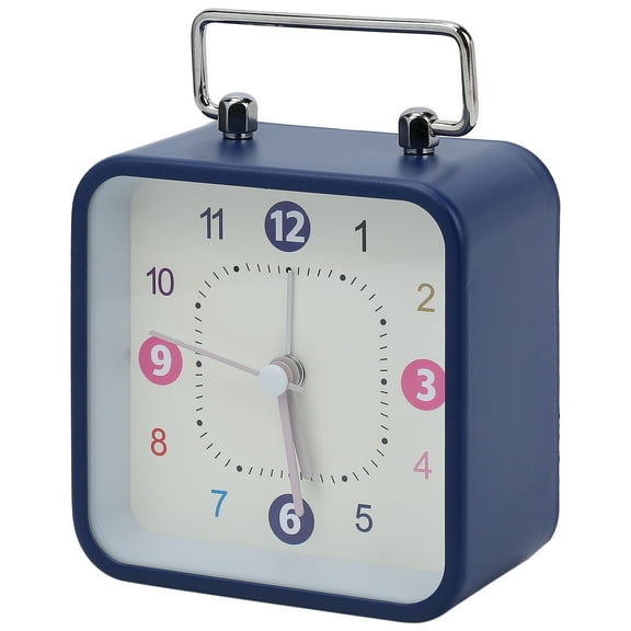 REGALWOVEN Mechanical Alarm Clock with Handle, Metal Casing, Non-Tick Movement Ideal for Bedroom Nightstand Blue 3.3"L x 1.8"W x 4.5"H