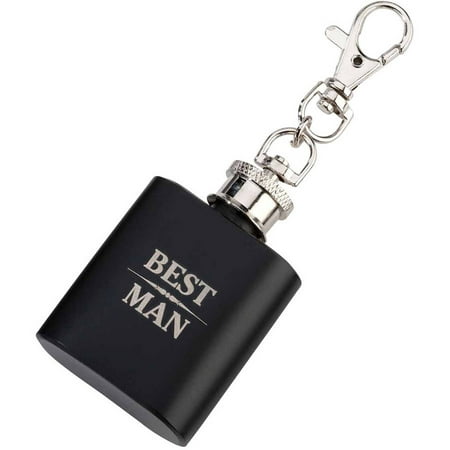 Lillian Rose Mini Black Flask, Best Man (Best Flask For Backpacking)
