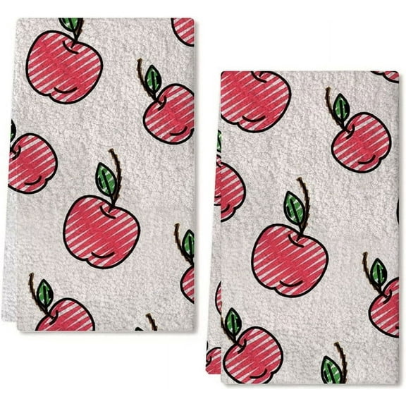Yjiankangzg Kitchen Towels Apple Dishcloth Sets for Washing & Drying Dishes, Tea Towels & Hand Towels,16x24 Inch