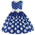 thumbnail image 4 of Girl's Vintage Dress 50s Retro Polka Special Occasion Dresses Sleeveless A-Line Flowy Kids Party Princess Dress Kids Cute Dresses Blue 130, 4 of 4