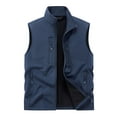thumbnail image 2 of Donemore Men's Outdoor Solid Color Stand Collar Fleece Vest Multi-Pocket Casual Warm Jacket Winter Thickened Thermal Design, 2 of 9