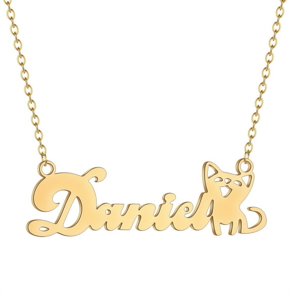 Custom Pet Cat Name Necklace Personalized Stainless Steel Chain Choker Memorial Jewelry Animal Lovers Gift for Women Men