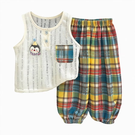 mgoYE Toddler Baby Kid Girl Summer Outfit Sleeveless + Casual Pants Summer Clothes Set(Yellow 18-24 Months)