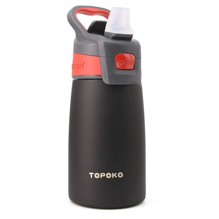 Leak Proof Hydration Bottle - TOPOKO AUTO FLIP 12 OZ Stainless Steel Kids Water Bottle for Girls Double Wall Beverage Carry Kid Cup Vacuum Insulated Leak Proof Thermos Handle Spout BPA-Free Sports Bottle for Kids