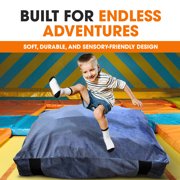Cheer Collection Sensory Crash Pad with Foam Block Fill and Washable Cover, Blue, 3' x 4'