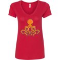 thumbnail image 3 of Inktastic Orange Octopus Women's V-Neck T-Shirt, 3 of 5