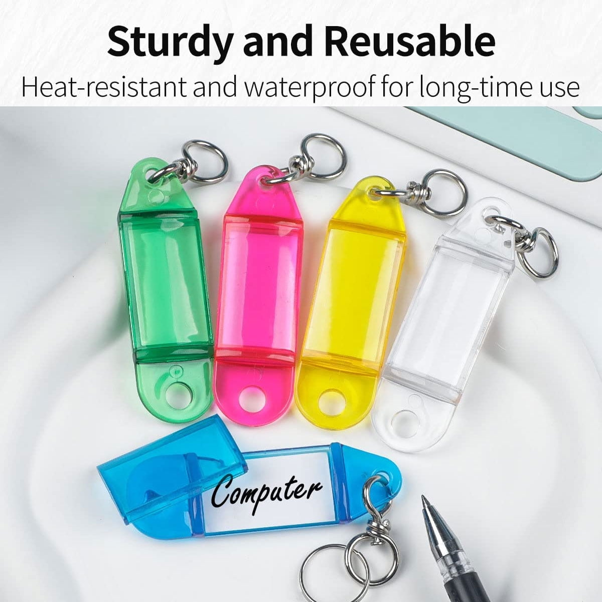 Clear plastic key tags deals