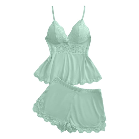Women's St Patrick's Day Pajamas, 2 Piece Pajama Set - Deep V-Neck Sleeveless Lace Vest & Short Pant, Skin-Friendly Breathable Loungewear,Size:XL
