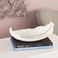 thumbnail image 3 of CosmoLiving by Cosmopolitan 8" Oval Curved Feather Bird Polystone Decorative Bowl with Gold Accents, 3 of 12