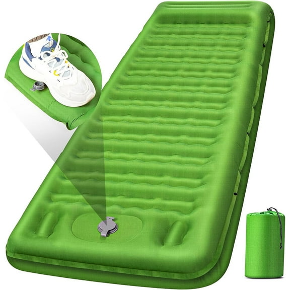 Camping Sleeping Pad Extra Thick Camping Mat with Pillow Built-in Foot Pump Inflatable Sleeping Pads Compact for Camping Backpacking Hiking Traveling Tent