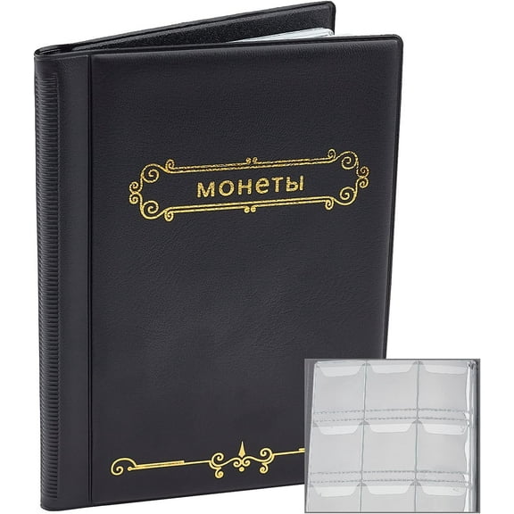 120 Pockets Collection Album Penny Collecting Book Holder PU Leather Storage Currency Organizer Supplies Dollar Containers for Collectors Display Storage Case(Black) DIY