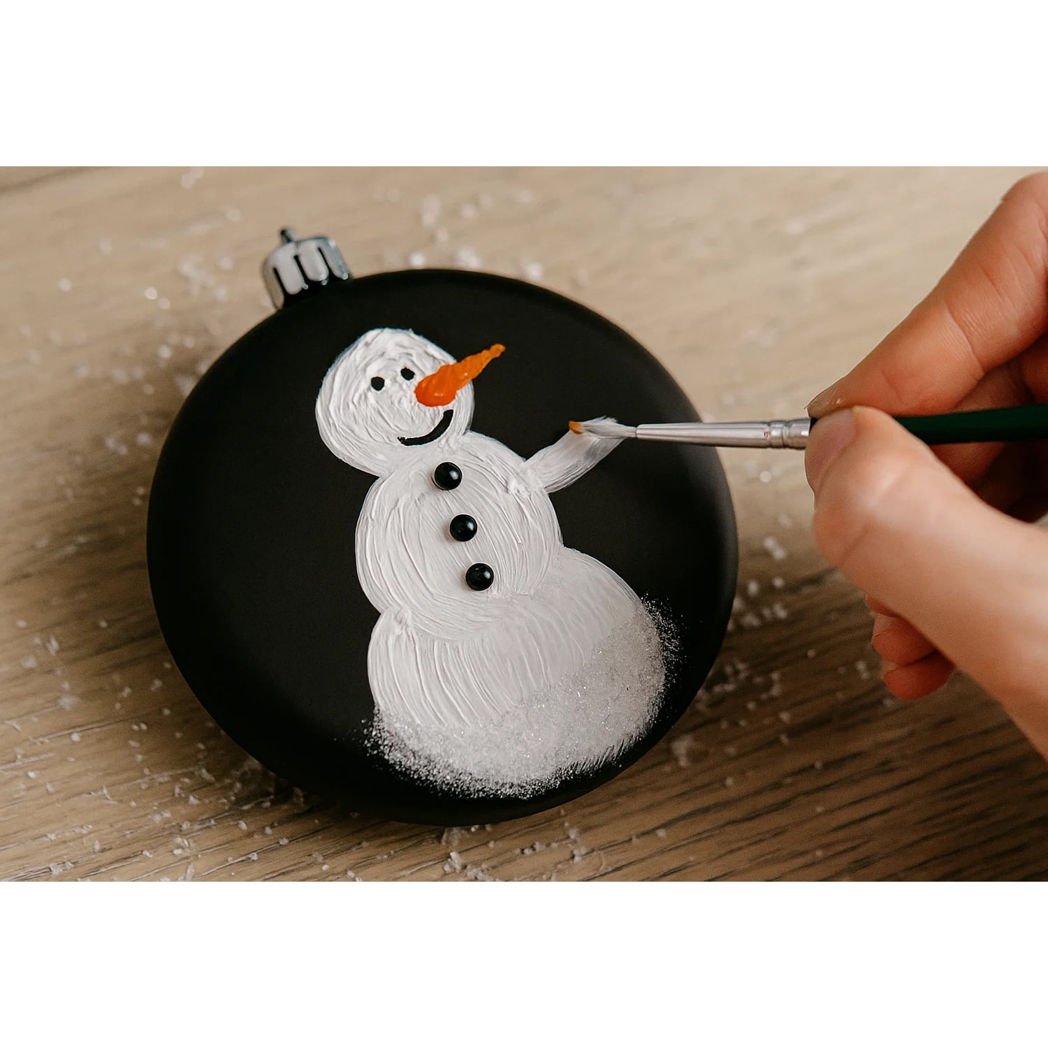 Sleetly DIY Christmas Ornaments Set for Kids and Adults - DIY Crafts, Painting, Drawing, Stickers, Decals, Large 4 inch, Matte Blank Flat Disc, Stencils Included, Black, Set of 12